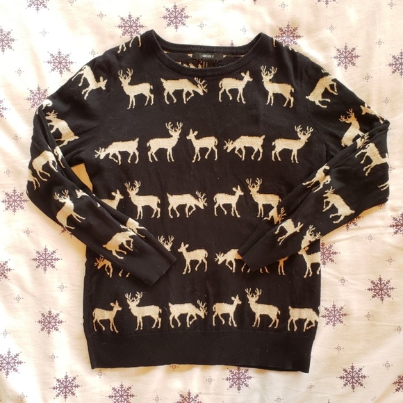 Forever 21 black and gold sparkle deer sweater - Picture 2 of 5